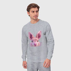 Костюм хлопковый мужской Розовый заяц - портрет кролика, цвет: меланж — фото 2