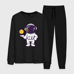 Костюм хлопковый мужской Космонавт и планета, цвет: черный