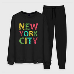 Костюм хлопковый мужской New York city colors, цвет: черный