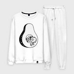 Костюм хлопковый мужской Космонавт и авокадо, цвет: белый