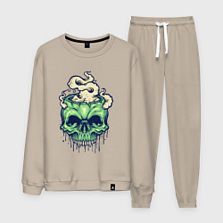 Костюм хлопковый мужской Skull smoke, цвет: миндальный