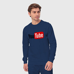 Костюм хлопковый мужской You tube logo, цвет: тёмно-синий — фото 2