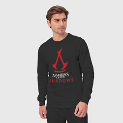 Костюм хлопковый мужской Assassins creed shadows logo, цвет: черный — фото 2