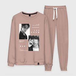 Костюм хлопковый мужской Stray kids Minsung Lee know Han, цвет: пыльно-розовый