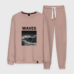 Костюм хлопковый мужской Waves, цвет: пыльно-розовый