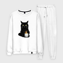 Костюм хлопковый мужской Кот с примусом, цвет: белый