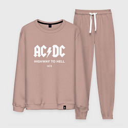 Костюм хлопковый мужской AC DC - Highway to hell 1979, цвет: пыльно-розовый