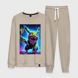 Костюм хлопковый мужской Pikachu - nightmare ai art fantasy, цвет: миндальный