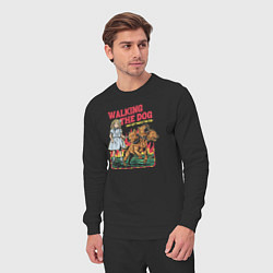 Костюм хлопковый мужской Walking the dog just got triple the fun, цвет: черный — фото 2