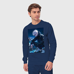 Костюм хлопковый мужской Магическая битва Сатору Годзё арт, цвет: тёмно-синий — фото 2