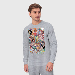 Костюм хлопковый мужской Ван-Пис Дзимбэ коллаж отдыхающей команды, цвет: меланж — фото 2