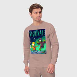 Костюм хлопковый мужской Барт Симпсон убегает от зомби - нейросеть, цвет: пыльно-розовый — фото 2