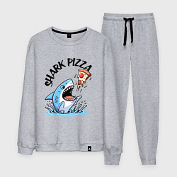 Костюм хлопковый мужской Shark pizza - ai art fantasy, цвет: меланж