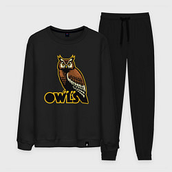 Костюм хлопковый мужской Owls, цвет: черный