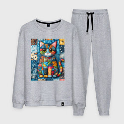 Мужской костюм Прикольный котик - пэчворк