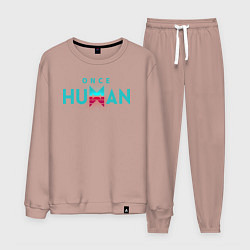 Костюм хлопковый мужской Once human logo, цвет: пыльно-розовый