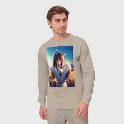 Костюм хлопковый мужской Волчица и пряности Холо в поле, цвет: миндальный — фото 2