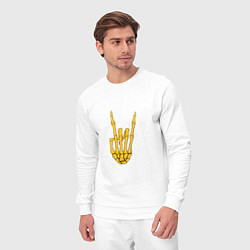 Костюм хлопковый мужской Golden skeleton hand, цвет: белый — фото 2