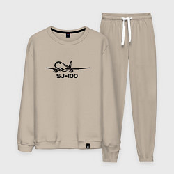 Мужской костюм Sukhoi Superjet 100 черный с надписью