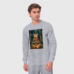 Костюм хлопковый мужской Кот на медитации, цвет: меланж — фото 2
