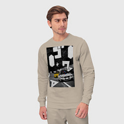 Костюм хлопковый мужской BMW автомобиль initial d, цвет: миндальный — фото 2