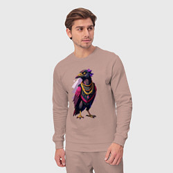 Костюм хлопковый мужской Ворона увешанная украшениями, цвет: пыльно-розовый — фото 2