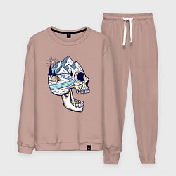 Костюм хлопковый мужской Черепок и природа, цвет: пыльно-розовый