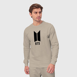 Костюм хлопковый мужской BTS знак, цвет: миндальный — фото 2
