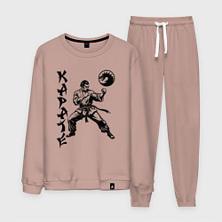 Костюм хлопковый мужской Karate fighter, цвет: пыльно-розовый