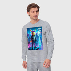 Костюм хлопковый мужской Чувак Пикачу в мегаполисе - урбан нейроарт, цвет: меланж — фото 2