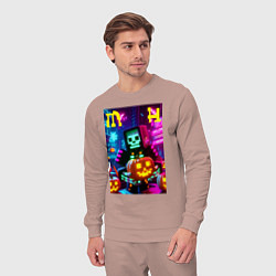 Костюм хлопковый мужской Minecraft and halloween collaboration - ai art, цвет: пыльно-розовый — фото 2