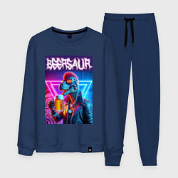 Костюм хлопковый мужской Cyber beersaur - neon glow, цвет: тёмно-синий