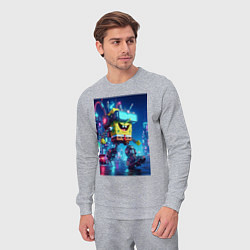 Костюм хлопковый мужской Cyber Sponge Bob - neon glow fantasy, цвет: меланж — фото 2