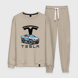 Костюм хлопковый мужской Tesla сybertruck Elon Musk, цвет: миндальный