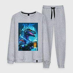 Костюм хлопковый мужской Cyber beersaur with a mug of beer, цвет: меланж