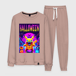 Костюм хлопковый мужской Pikachu - halloween vaporwave, цвет: пыльно-розовый