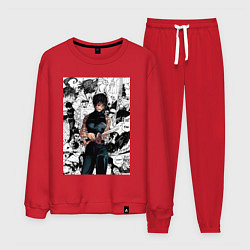 Костюм хлопковый мужской Магическая битва Маки Дзэнин коллаж, цвет: красный