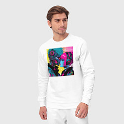 Костюм хлопковый мужской Cyber love - pop art fantasy, цвет: белый — фото 2