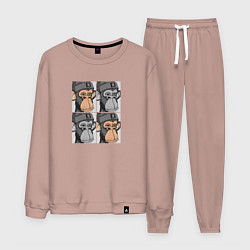 Костюм хлопковый мужской Four monkeys, цвет: пыльно-розовый