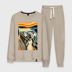 Костюм хлопковый мужской Коала кричит на картине Эдварда Мунка - мем искусс, цвет: миндальный