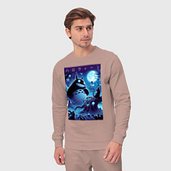 Костюм хлопковый мужской Тоторо в сказочном лесу в ночь на хэллоуин, цвет: пыльно-розовый — фото 2