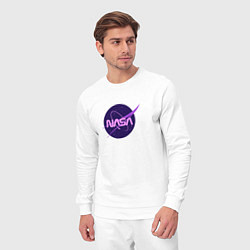 Костюм хлопковый мужской NASA logo, цвет: белый — фото 2