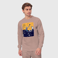 Костюм хлопковый мужской Скелетик в море, цвет: пыльно-розовый — фото 2