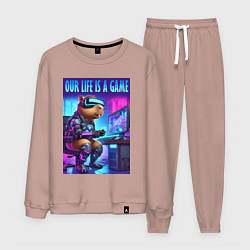 Мужской костюм Капибара заядлый геймер - неоновое свечение