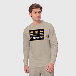 Костюм хлопковый мужской Еда сон игра, цвет: миндальный — фото 2