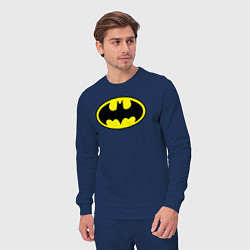 Костюм хлопковый мужской Batman logo, цвет: тёмно-синий — фото 2