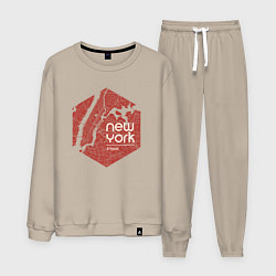 Костюм хлопковый мужской New York hyped, цвет: миндальный