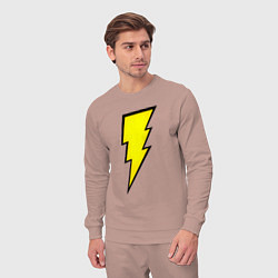 Костюм хлопковый мужской Shazam and Black Adam logo, цвет: пыльно-розовый — фото 2