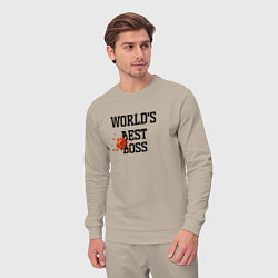 Костюм хлопковый мужской Worlds best boss, цвет: миндальный — фото 2