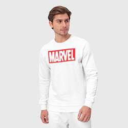 Костюм хлопковый мужской Marvel logo, цвет: белый — фото 2
